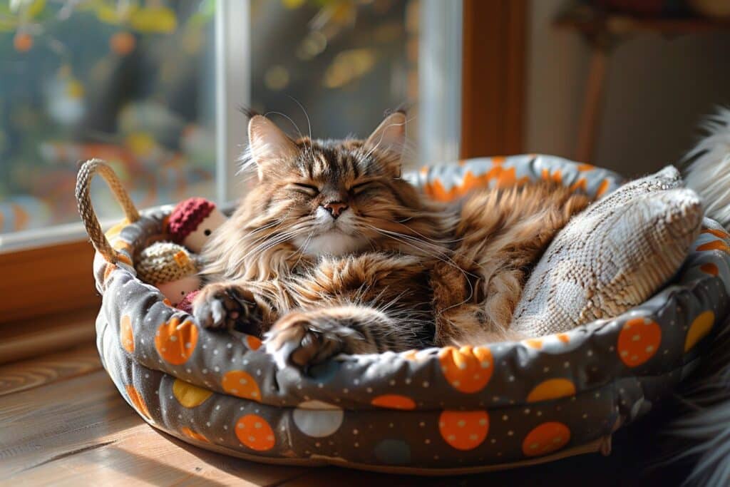 Des paniers à motif polka dot pour le confort de votre chat