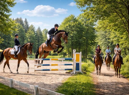 Équitation et sports équestres avec leçons de dressage, saut d&rsquo;obstacles et balades à cheval