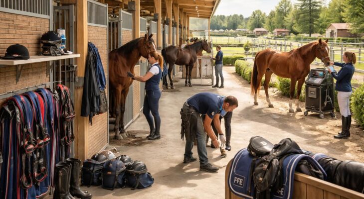 Services équestres pour centres hippiques professionnels avec matériel FFE et soins chevaux