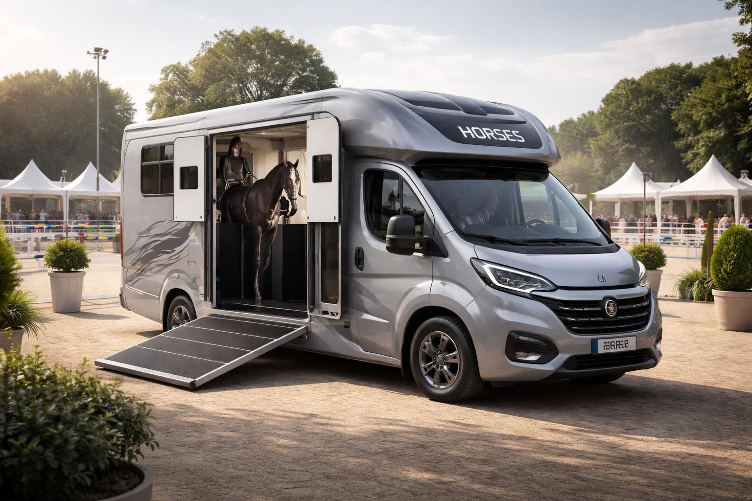 service de transport équestre sécurisé avec van chevaux fiat ducato ou remorque, idéal pour vos compétitions hippiques. fiabilité et confort garantis pour vos chevaux.