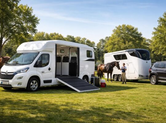 Transport équestre avec van chevaux Fiat Ducato ou remorque pour compétitions hippiques
