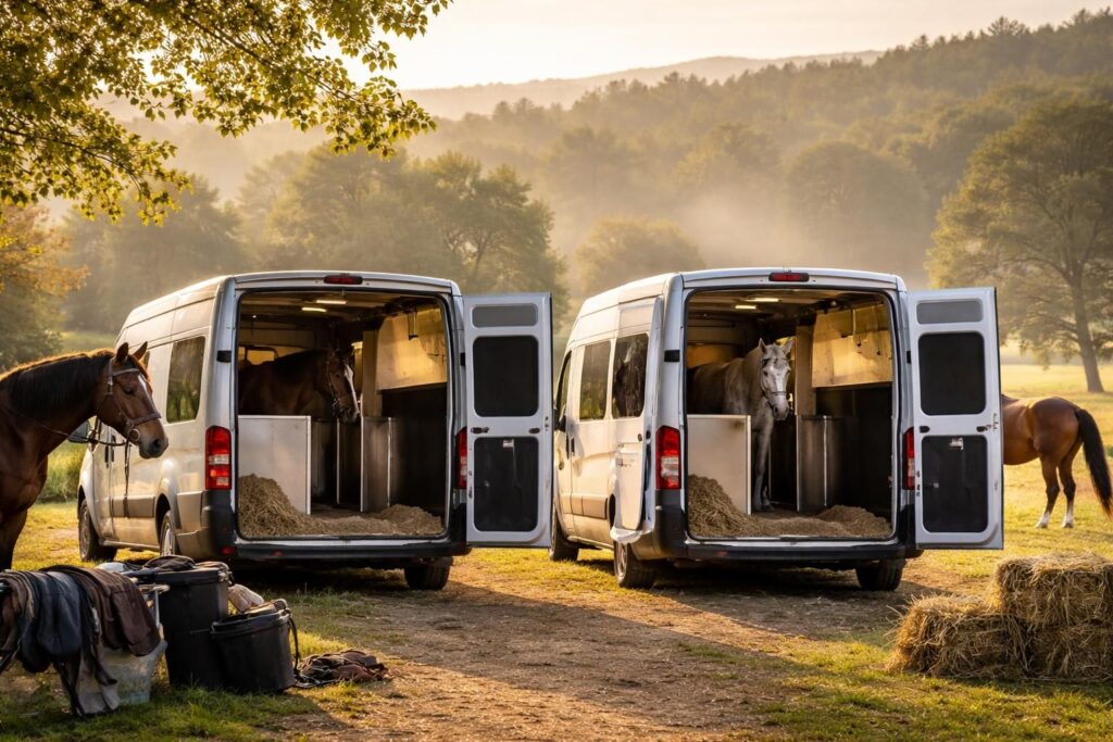 Voyage équestre en van aménagé Fiat Ducato et Peugeot Boxer pour transporter vos chevaux