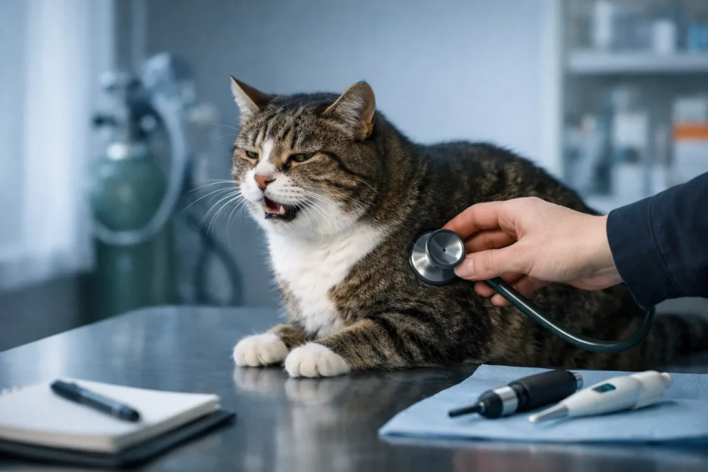 Chat qui respire bruyamment : quand consulter, ce qu’observe la clinique